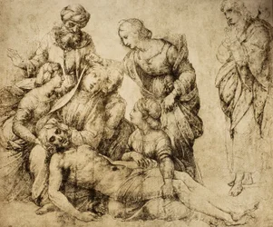Pieta; kresba od Rafaela. Louvre, Paříž